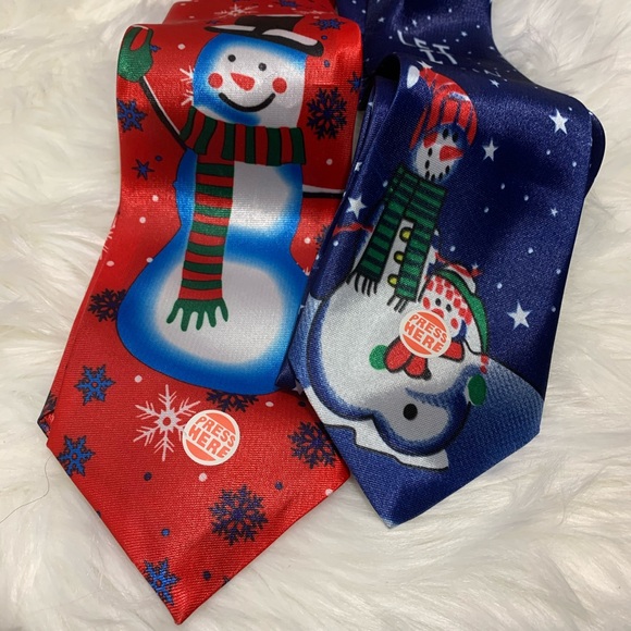 Other - Set of two musical holiday ties snowman red blue